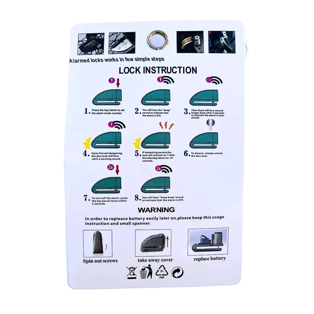 Candado de disco con alarma KuKirin antirrobo para patinetes y motos