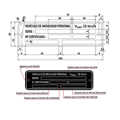 Placa de Homologación VMP para patinete eléctrico
