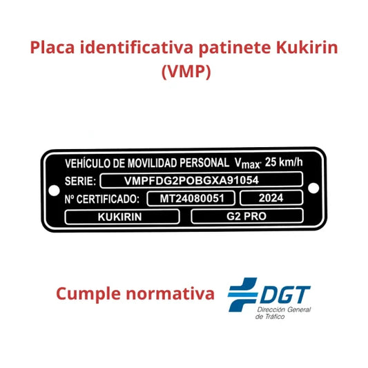 Placa de Homologación VMP para patinete eléctrico